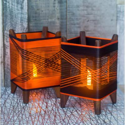 ふるさと納税 与謝野町 癒やしの灯りのアート シルクの灯火キャンドルライト(朱色・黒ライン)　和風インテリアにおすすめの照明 |  | 02