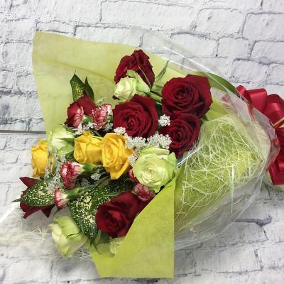 ふるさと納税 須賀川市 産地直送の薔薇【バラの花束　ワンサイド　小】ギフト・贈り物に　ばらの生花