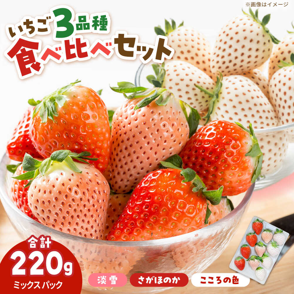 【ふるさと納税】【先行予約 2027年2月〜発送】1パックに3色いちご（こころの色・さがほのか・淡雪）220g×1パック【岸川農園】 佐賀県 白石 [IAP047]