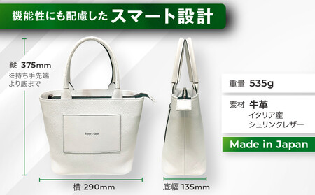 【ルーツゴルフ】カートバッグ ホワイトレザー｜ゴルフ 人気ブランド 飛距離にこだわり