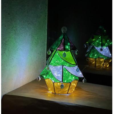 ふるさと納税 那珂川市 【ステンドグラスのある暮らし】クリスマスツリーランプ