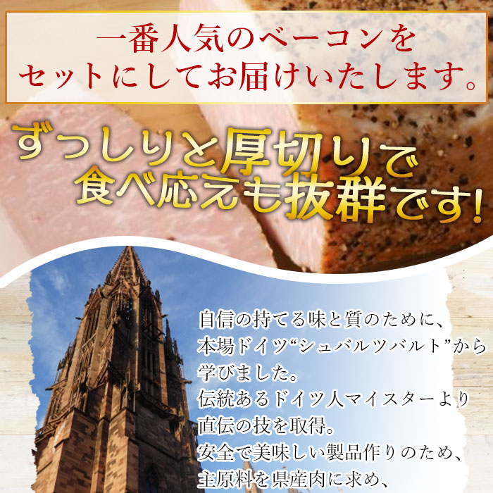 ＜城川自然牧場 厚切りベーコン4種セット(100g)＞スライス ガーリックベーコン ショルダーベーコン 七味ベーコン 豚肉 加工品 おかず おつまみ ギフト 贈答用 城川ファクトリー 愛媛県 西予市