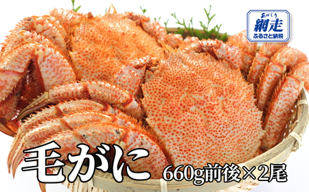 網走産 毛がに1.32kg前後（660g前後×2尾） ABW107