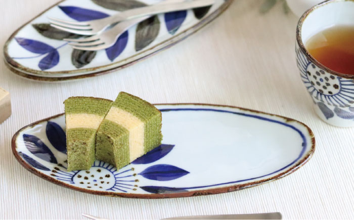 【波佐見焼】スリム オーバル プレート ・カップ セット ブルーメ【翔芳窯】 [FE49]