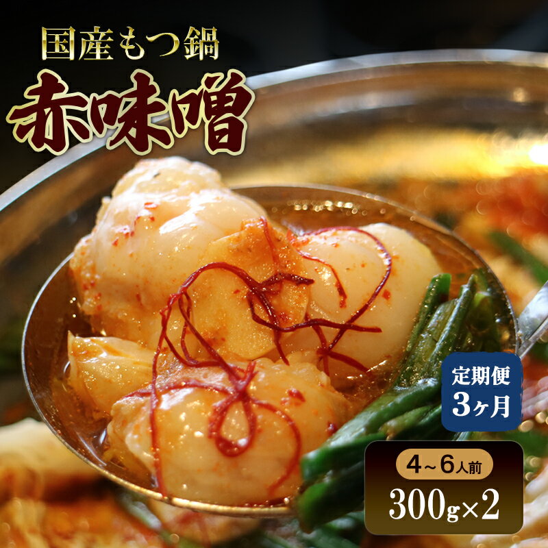 【ふるさと納税】【3か月定期便】国産もつ鍋 赤味噌4～6人前　300g×2 | 牛肉 国産牛 牛ホルモン モツ 鍋 冷凍 京都　お届け：年末年始(12/29～1/4)の配送はいたしかねます。