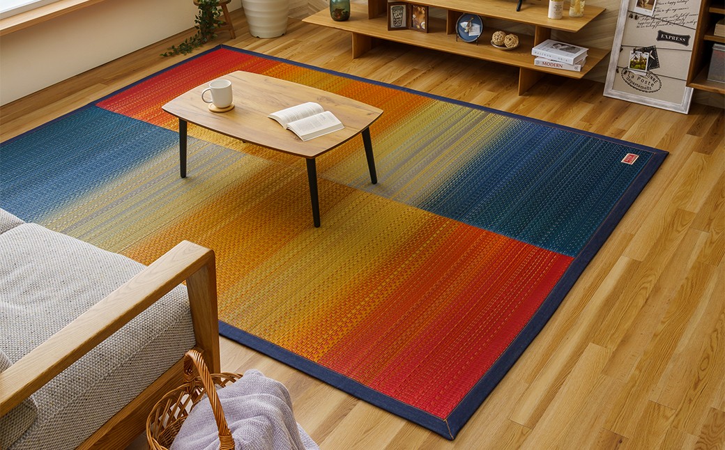 デニム×いぐさラグ Fジョイ 191cm×250cm RE（レッド）