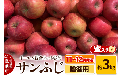 【25年11月～発送】りんご  贈答用 サンふじ 約3kg 糖度 13度以上【蜜入り】EMりんご