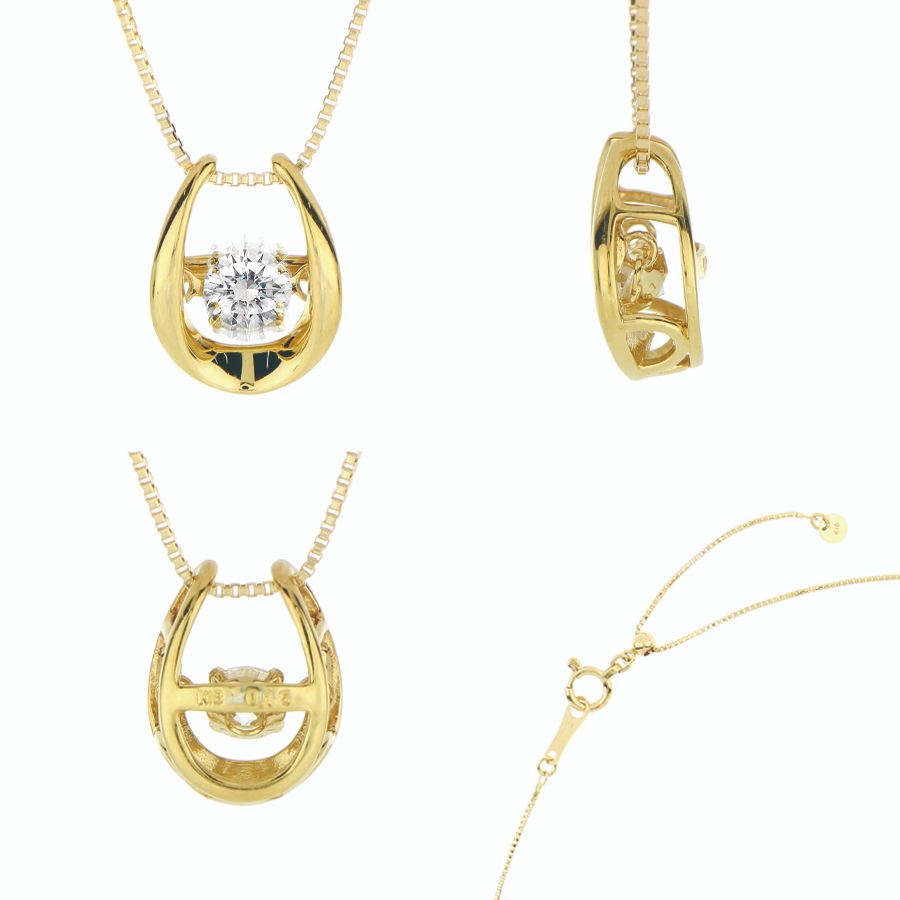 ＜Crossfor＞ダンシングストーン/１８金ダイヤモンド馬蹄ペンダント　＊ダイヤモンド0.15ct　PD-0004