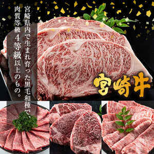 【定期便・全6回】宮崎牛定期便＜Aセット・焼肉＞ お楽しみ便 牛肉 国産 定期 ヒレ肉 モモ ウデ ロース バラ 宮崎県産 黒毛和牛 焼肉 ステーキ 【R-100】【ミヤチク】