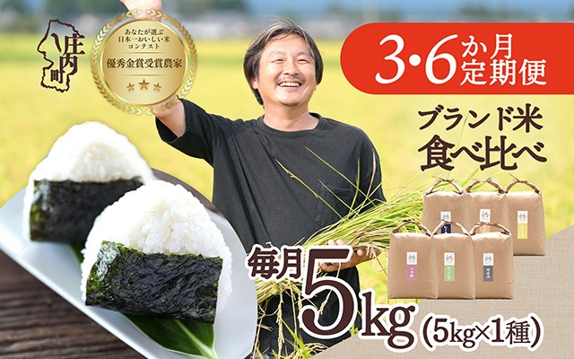 
                  【定期便】＜令和8年産＞吉祥ファーム ブランド米食べ比べ 5kg×3ヶ月 6ヶ月 毎月 1種 計15kg 30kg 食べ比べ 雪若丸 つや姫 はえぬき ゆうだい21 ひとめぼれ ササニシキ 庄内町産 金賞受賞農家 ブランド米【毎月中旬発送】
                