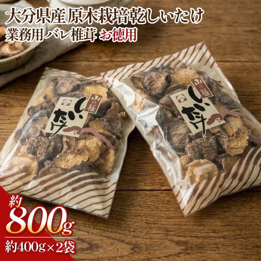 【ふるさと納税】大分県産 原木栽培 乾しいたけ 業務用 バレ椎茸 お徳用 約800g （約400g×2袋）
