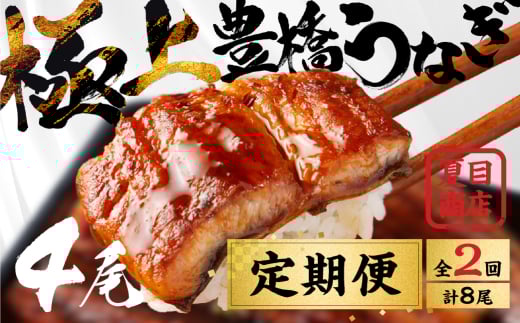 豊橋うなぎ 蒲焼 4尾 定期便 2回お届け 夏目商店 蒲焼 国産 国産うなぎ 蒲焼 長焼 ウナギ