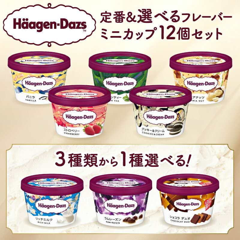 ハーゲンダッツ ミニカップ 6種 × 2個 合計 12個 セット 詰め合わせ 110ml バニラ ストロベリー グリーンティー クッキー&クリーム マカデミアナッツ リッチミルク アイス アイスクリーム お取り寄せ お取り寄せスイーツ 北海道 浜中町 冷凍 送料無料