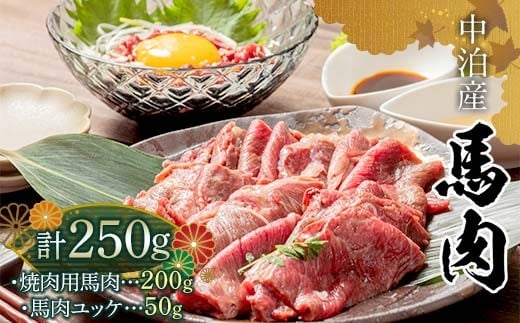 ≪馬肉 焼肉＆ユッケ≫ 焼肉用 約200g ＆ 馬肉ユッケ 約50g セット (タレ付き) 中泊町産 【肉や】 国産 馬 新鮮 やきにく 焼き肉 肉 馬刺し 桜ユッケ ユッケ 2種セット 小分け おすすめ 青森県 中泊町 F6N-324