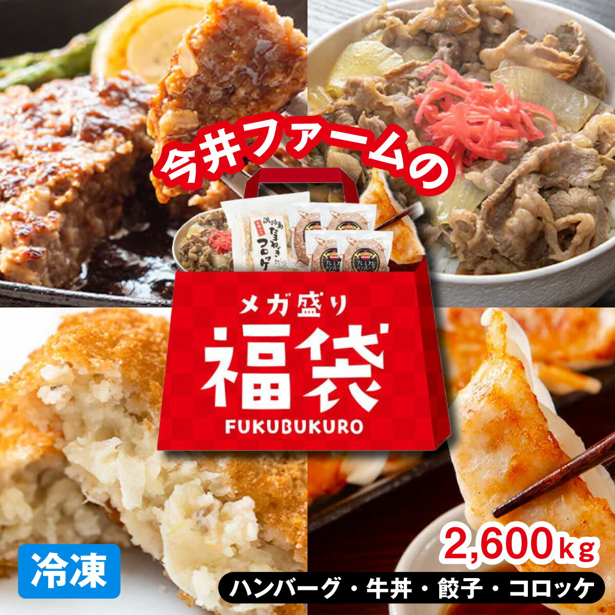 【ふるさと納税】今井ファームのメガ盛り冷凍福袋【ハンバーグ・牛丼・餃子・コロッケ】