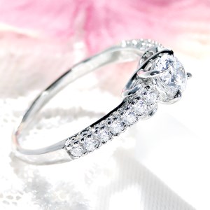 140-9-3 指輪 PT900 プラチナ ダイヤモンド 計 0.63ct 【 VVS1 G Verygood 】 リボン 結び 和風 【保証書・ソーティングカード付】 【 f199-pt 】