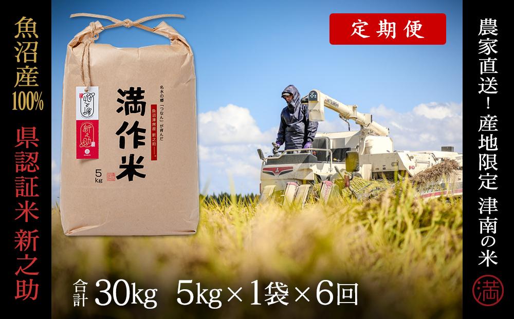 【2025年産新米】【6ヶ月定期便】合計30kg（5kg×6回） 県認証 魚沼産新之助