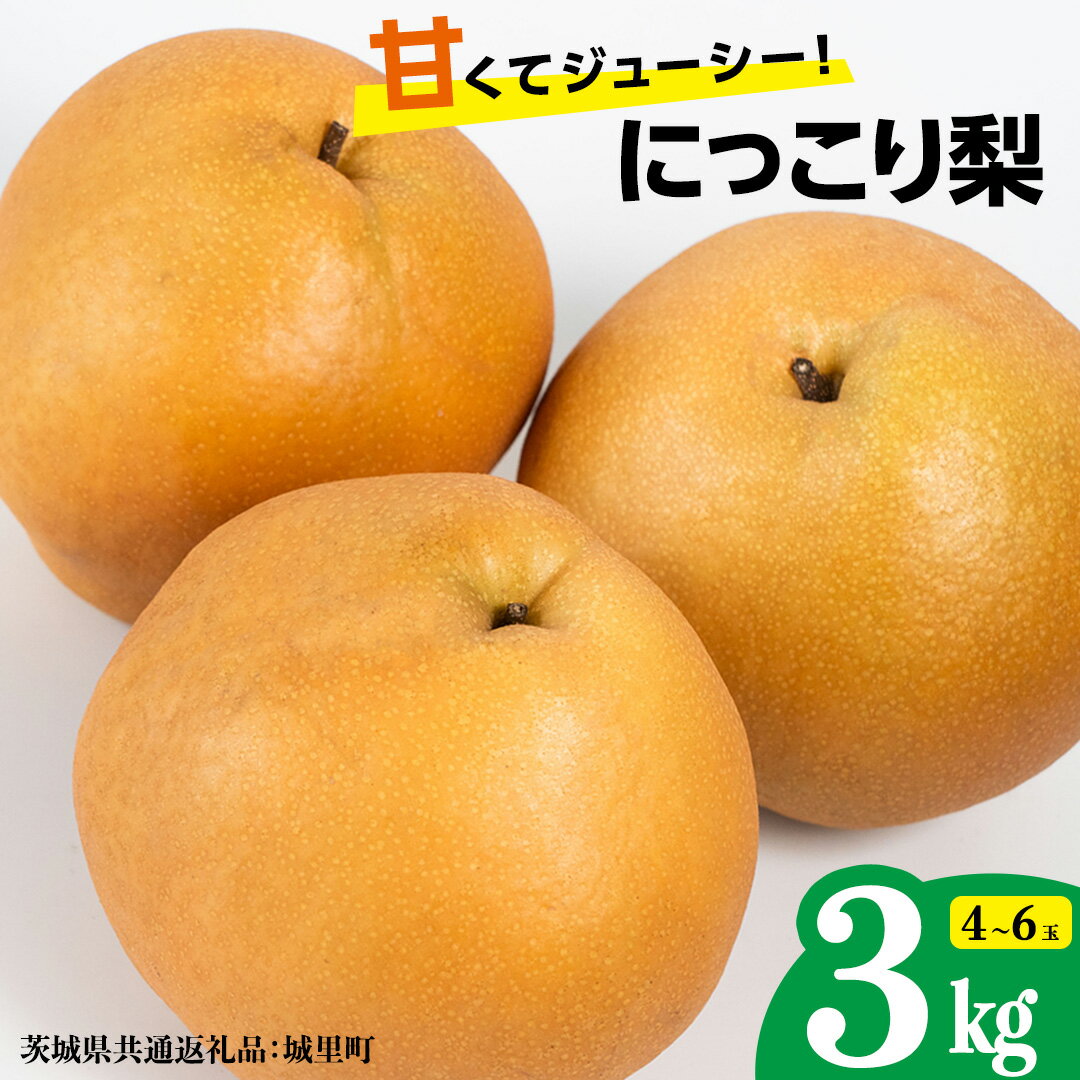 【ふるさと納税】にっこり梨 約3kg 4玉〜6玉 (茨城県共通返礼品:城里町) 2026年 フルーツ 甘い お正月 クリスマス 大玉 直送 茨城 限定
