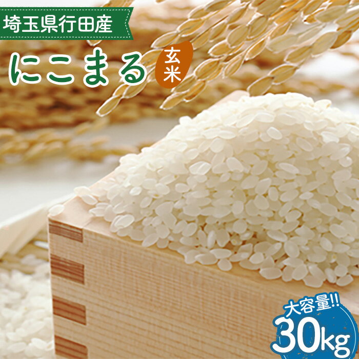 【ふるさと納税】埼玉県行田産にこまる（玄米）30kg×1 ／ にこまる 玄米 30kg たっぷり 大容量 たくさん ボリューム 特別栽培米 大粒 米 甘み 粘り 冷めても美味しい お弁当 おにぎり 毎日食べる米 健康志向 食感 粒立ち 送料無料 埼玉県 No.523