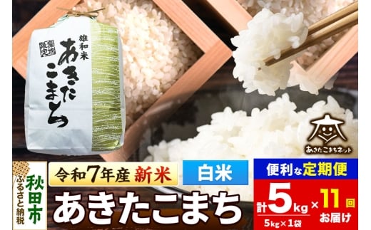 《令和7年産 新米受付》《定期便11ヶ月》あきたこまち 清流米 5kg【白米】 秋田市雄和産