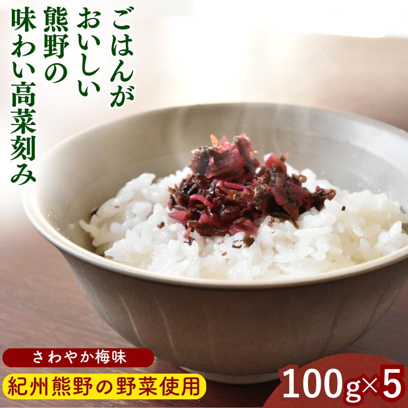 【ふるさと納税】ごはんがおいしい！熊野の味わい高菜刻み 【さわやか梅味】 100g×5袋セット / 梅 うめ 高菜漬け 田辺市 漬物 つけもの 健康 和歌山 醤油 野菜 ご飯のおとも【kms024-025】