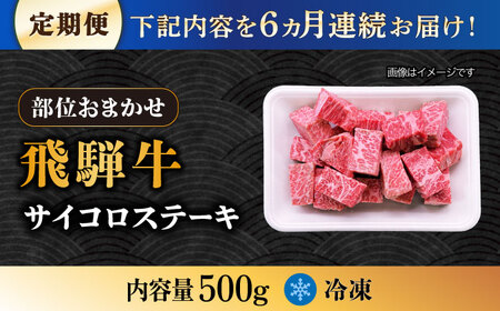 【6回定期便】 【飛騨牛】A5等級 サイコロステーキ 部位おまかせ 500g [TAZ040]サイコロステーキ