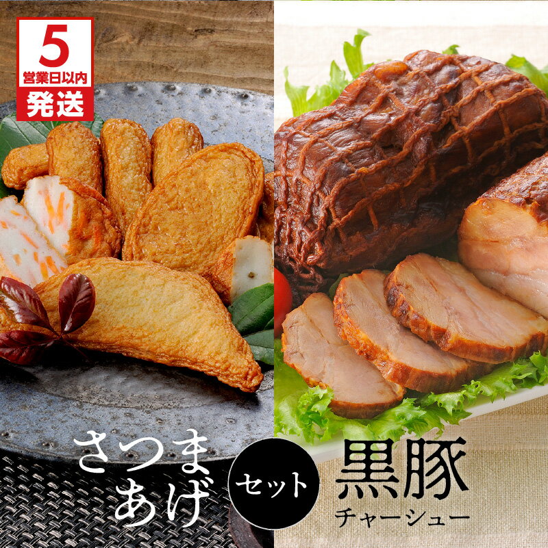 【ふるさと納税】【父の日特集】【5営業日以内に発送】 月揚庵　さつまあげ・黒豚チャーシューセット 黒豚 焼豚 手造り 本格 炭火焼 チャーシュー 豚肉 お肉 肉 豚 しょうゆ みそ 加工品 加工食品 食品 おかず おつまみ ラーメン 人気 薩摩 鹿児島市 送料無料 薩摩揚げ
