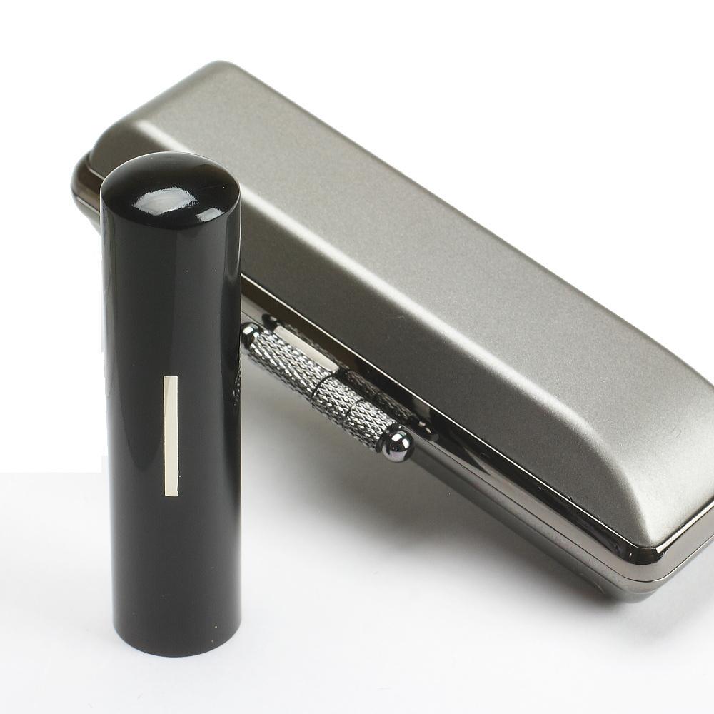 【ふるさと納税】【実印や銀行印に使用可能】黒水牛と男性用メンズケースの印鑑1本セット 高級丹入り黒水牛使用　新潟県 阿賀野市