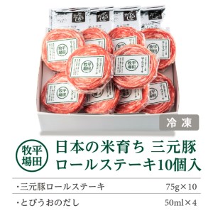 SC0502　平田牧場　日本の米育ち三元豚ロールステーキ　10個ギフト