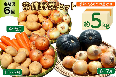 定期便 6回 常備野菜 セット 約5kg 詰め合わせ [吉岡青果 長崎県 雲仙市 item1299]