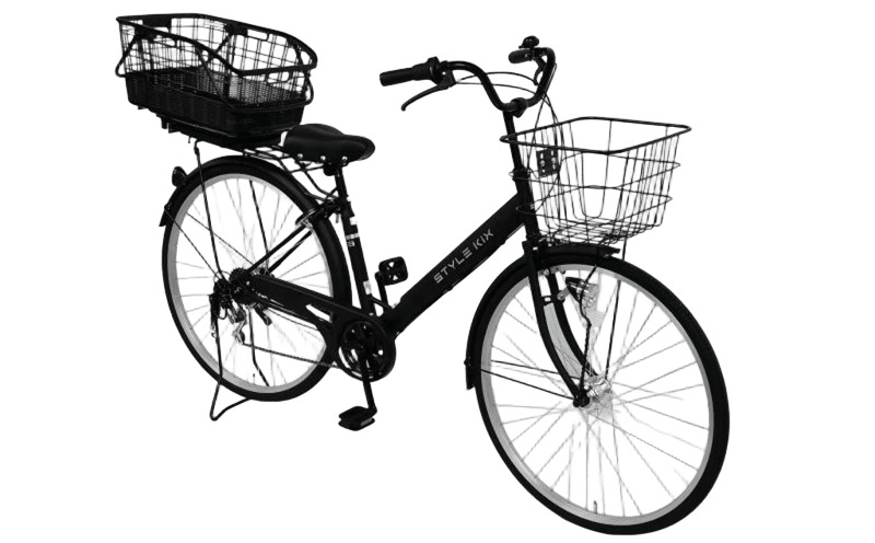 STYLE KIX FAMILY276 リアバスケット付 マットブラック【27型 自転車 完成品 組み立て不要 アウトドア サイクリング じてんしゃ 通勤 通学 新生活】 099X379