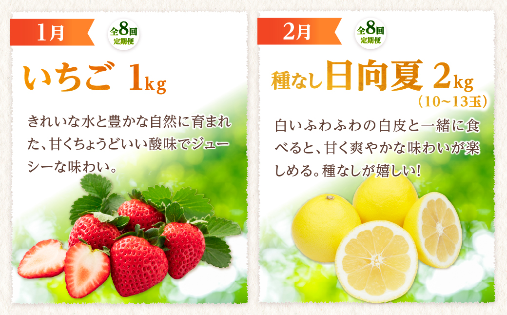 【全8回お届け】特選！！宮崎県綾町産 果物・野菜定期便 [Y20]_A0113-0031 全8回定期便