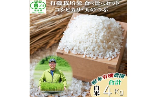 【令和6年産】 南相馬 コシヒカリ 天のつぶ 食べ比べ 2kg 2キロ 2袋 4kg 4キロ JAS 有機米 根本有機農園 白米 精米 コメ ブランド米 福島 福島県産 低温貯蔵庫 送料無料 ふるさと納税 オンライン申請【3005501】