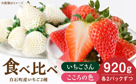 【R8年1月以降発送】こころの色×いちごさん 紅白いちごセット 計920g （こころの色220g×2パック、いちごさん240g×2パック） 【StrawberryFarm-K】 紅白いちご 希少 いちご 果物 フルーツ いちごさん セット [IBJ023]