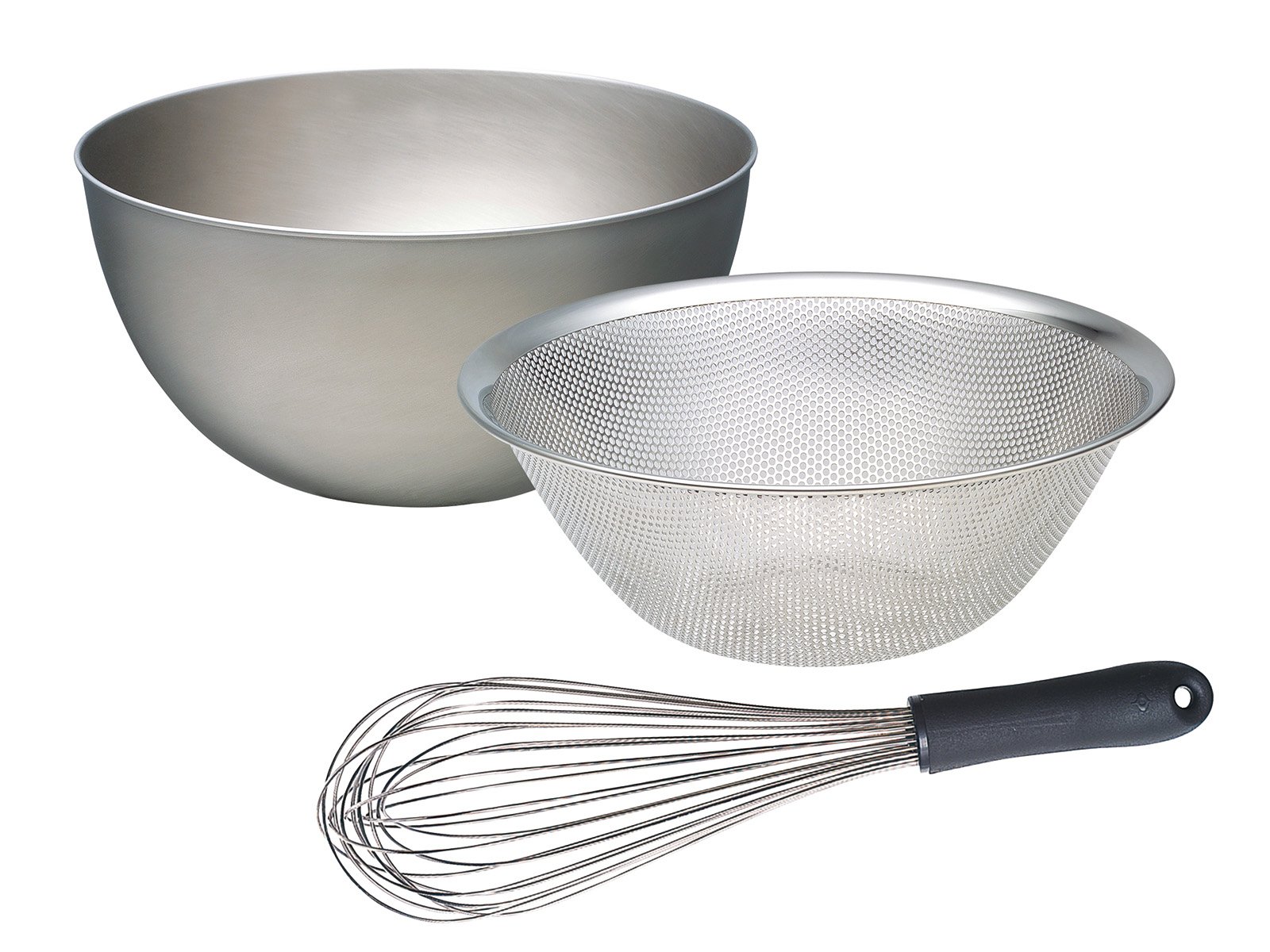 
                  柳宗理デザイン ステンレスボウル23cm & パンチングストレーナー23cm & 泡立て セット FC015361
                