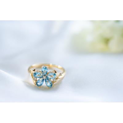 ふるさと納税 藤沢市 ブルースター blue star K10 トパーズ ダイヤモンド リング(14号)