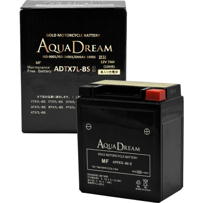 
            AQUADREAM GOLD バイク用バッテリー 液入充電済 ADTX7L-BS II 1個【1641494】
          