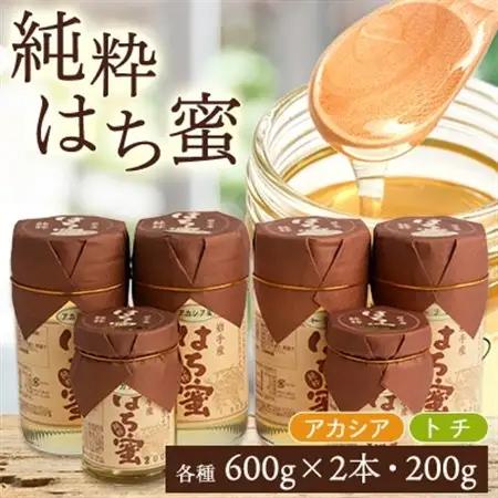 天然ハチミツ2種類6個セット(アカシア600g×2、200g×1、トチ600g×2、200g×1)_はちみつはちみつはちみつはちみつはちみつ_【配送不可地域：離島・沖縄県】【1034000】