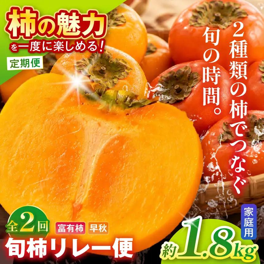 【全2回 定期便】旬柿 リレー便 家庭用 早秋 富有柿 ( 各7個 / 1.8kg )| さのっち農園