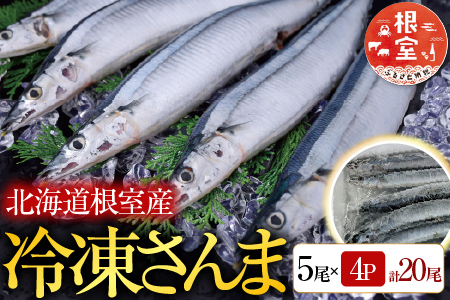 【北海道根室産】冷凍さんま5尾×4P(計20尾) A-76001