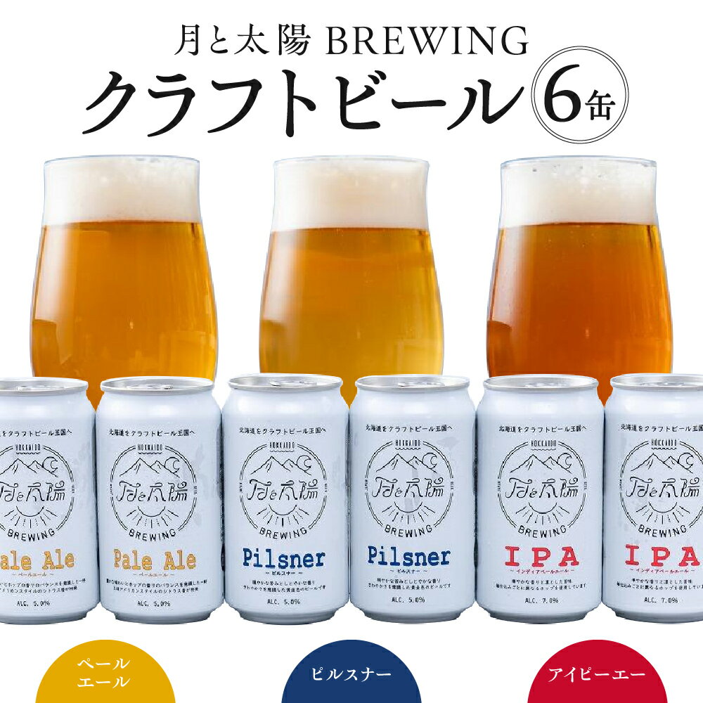 【ふるさと納税】 ビール クラフトビール 飲み比べ 3種×2缶 計6缶 各355ml 地ビール 月と太陽 BREWING Pale Ale ペールエール Pilsner ピルスナー IPA アイピーエー セット 詰め合わせ お取り寄せ 酒 アルコール ギフト 贈答 北海道 札幌市