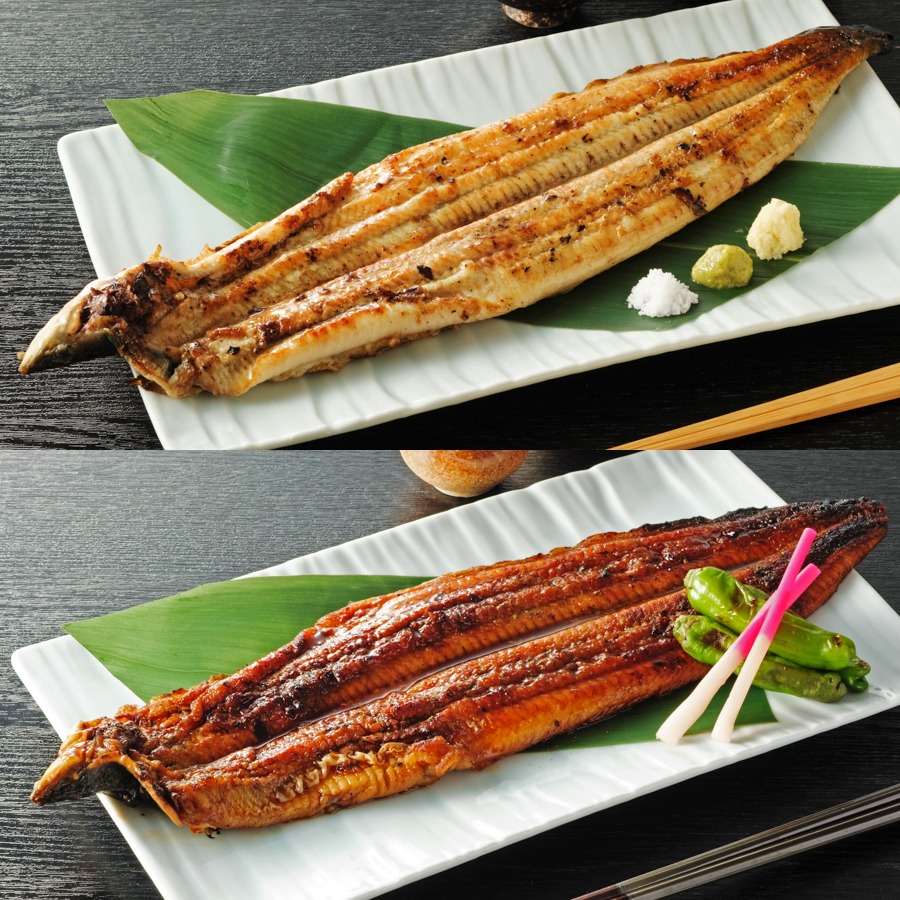 ＜福井鮮魚＞紀州備長炭焼き鰻「蒲焼き」＆「白焼き」各1尾（計2尾）