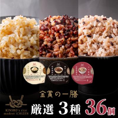 ふるさと納税 松原市 金賞健康米 厳選3種 常温 ご飯パック 120g×36個 玄米・黒米 金のいぶき 十六雑穀 各12個