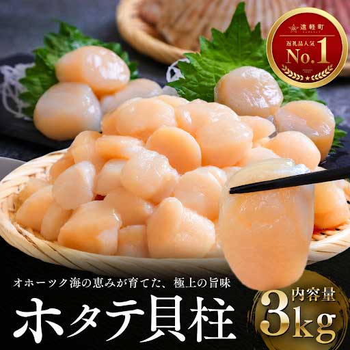 1月発送　オホーツク海産ホタテ貝柱3kg　en01-00337