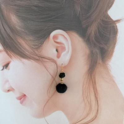 ふるさと納税 京丹後市 *黒*　水引ピアス/玉結びとフェイクファーのピアス |  | 02