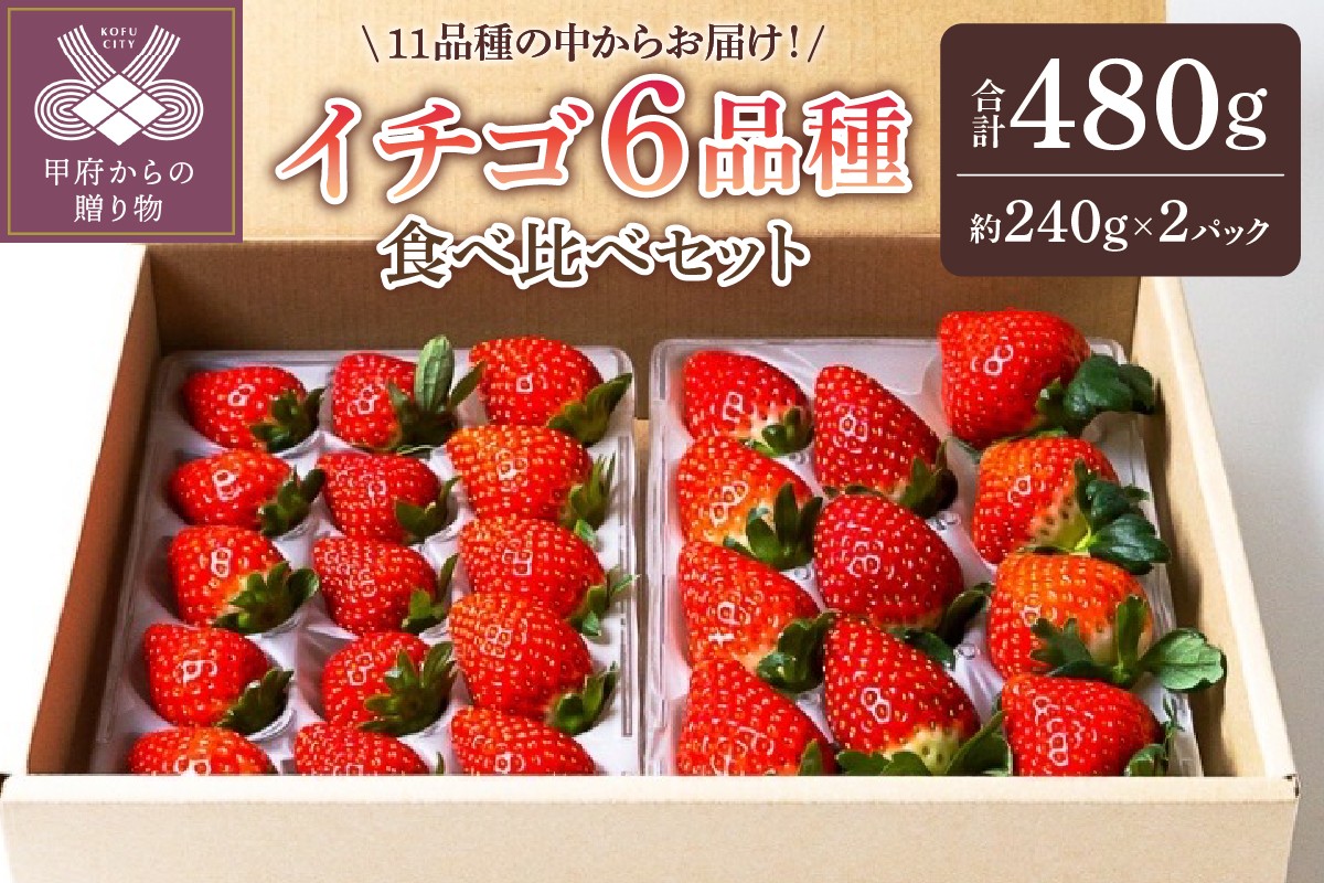 
            【2025-2026発送分】イチゴ6品種食べ比べセット いちご イチゴ 苺 先行予約 食べ比べ セット ギフト 贈答 プレゼント 採れたて フルーツ 6品種 約240g×2パック 冷蔵 フルーツ王国山梨 甲府市産
          
