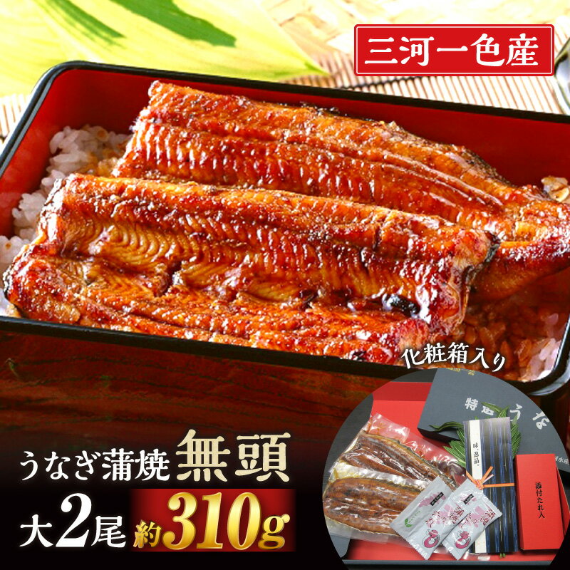 三河一色産うなぎ蒲焼　大サイズ2尾入り【蒲焼パック冷凍×2尾（1尾約155g）】 M044-15 【冷凍便】 国産 無頭 三河産 日本産 愛知県産 鰻 タレ付き たれセット さんしょう MB