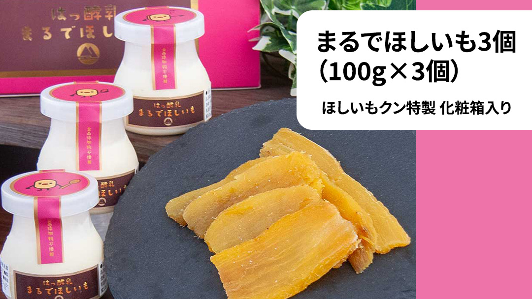 筑波ハム 『 まるでほしいも 』合計3個 ほしいもクン特製 化粧箱入り （100g×3個入り ×1箱） ( 茨城県共通返礼品 ) ヨーグルト 干し芋 干しいも ほし芋 紅はるか デザート お土産 手土