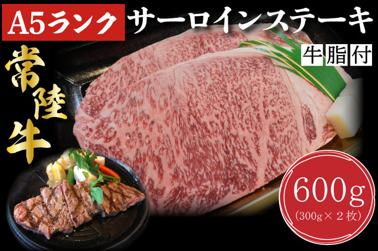 
                  DT-2【常陸牛A5ランク】サーロインステーキ　600ｇ（300ｇ×２枚）
                