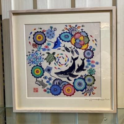 ふるさと納税 南城市 紅型染原画額「Peace in Harmony」
